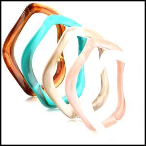 Geometric Resin Bangle Set Stackable Acrylic Bracelets Punk Cuff Fashion Jewelry
